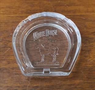 White Horse whisky clear glass ashtray