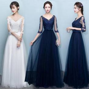 Blue white red long sleeve prom dress gown RBP1003