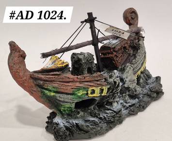 Aquarium Ornament Boat #1524 Ikan Deco Hiasan Tank