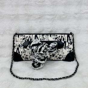 Chanel White Mademoiselle Print Tied Scarf