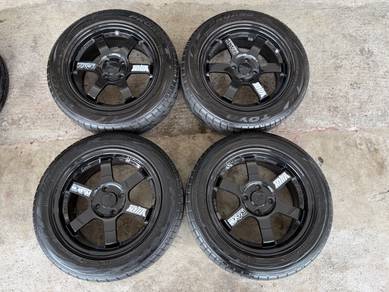 Rim te37 thailand 15 inch tayar toyo tr1 bunga 95%