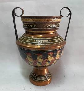 Vintage Painted Copper Grecian Metal Vase (MADE GR