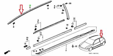 Honda Civic EG6 Roof Lining Molding LR EG4 EH5 SR3