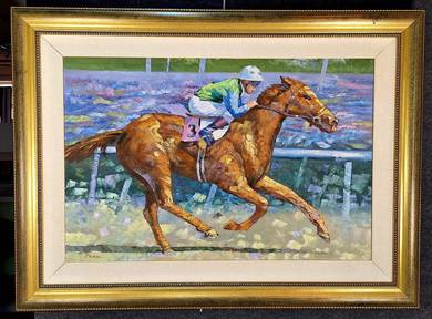 Framed Oil Painting -Final Stretch