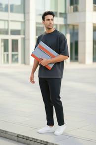 Stylish Laptop Sleeve – Grey with Orange Accents