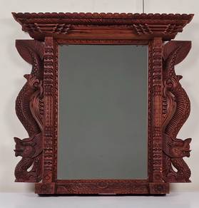 Vintage Hand-Carved Wooden Dragon Mirror