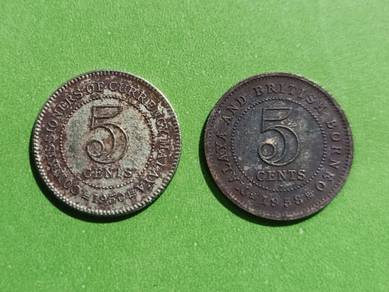 Set 2 Koin 5 cents King (1950 & 1958)