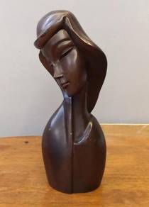 Patung kayu vintage wooden statue woman