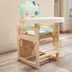 2-in-1 Wooden Childreb Dining High Chair Table Set