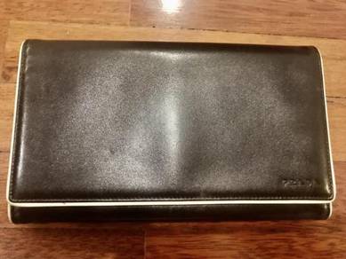 Prada brown long leather wallet