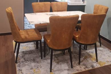 Set Meja Makan Solid Marble 6 Seater