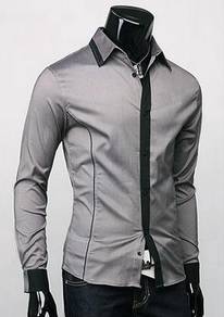 G0538 STYLISH KEMEJA HITAM BLACK COLLAR MEN SHiRT