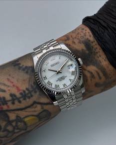 Custom Seiko Mod 36mm White Pearl Roman DateJust