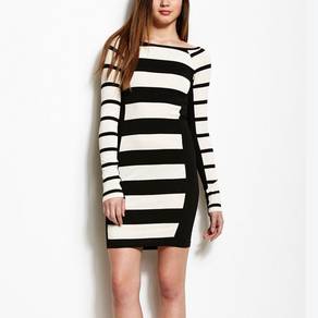 Armani Exchange Black and White Striped Dress