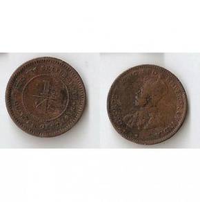 Straits Settlements 1916 KGV 1/4 cent copper coin