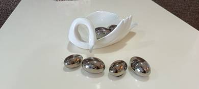 Swan Ceramic Decor + Metallic Decorative Egg