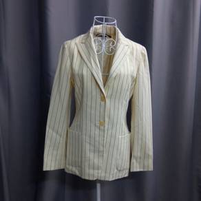 LAUREN Womens Beige Striped Suit Jacket