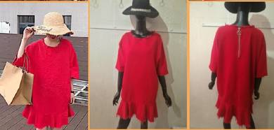 Red denim dress
