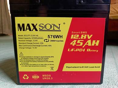 MAXSON LiFePO4 12.8V 45AH Battery (Unused, Brand N