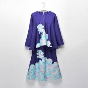 LNICE Minaz Inspired Floral Peplum Kurung PURPLE