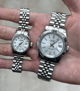 Custom Seiko Mod 26mm 39mm Hers&His Couple Silver