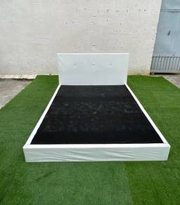 Y58C Katil Kayu Queen Wooden Bed Frame White