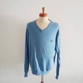 CHAPS MEN'S COTTON CASHMERE V-NECK SWEATER Blue