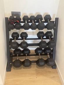 10 Pair Hex Dumbbell Set + Heavy Duty Storage Rack