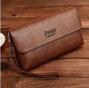Brown Jeep Men's Long Wallet Business Clutch Bag