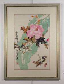 Chinese Ink Watercolor Floral I - Framed
