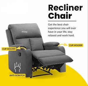 Kerusi Recliner Dengan Pemegang Cawan & Anti Calar