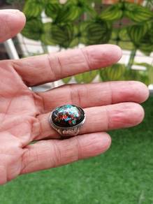 cincin alpaka batu opal hitam Kalimaya 