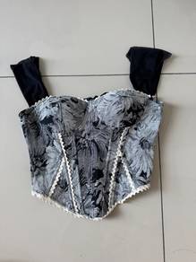 Floral Corset Top with Sleeves