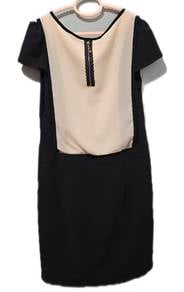 Goldleeda Office Wear Classic Black Beige Dress