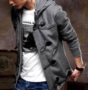 B371 HOODIE DARK GREY ZiPPER BUTTON SWEATER JACKET