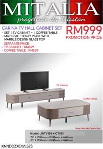TV Hall Cabinet Set | Set Meja TV & Meja Kopi 