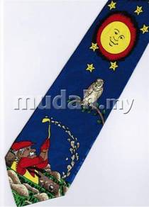 Fishing Owl Bird Sun Cartoon Novelty Neck Tie