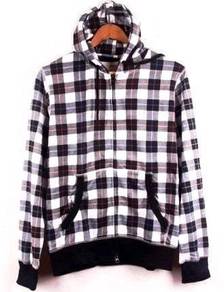 [12.12] Retro Style Hooded Plaid Sweater Jacket