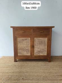 Teak Rattan Cabinet 