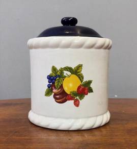 Ceramic cookie jar blue lid