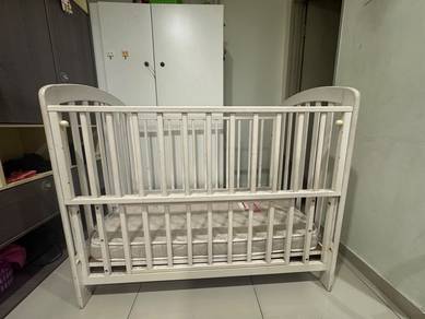 Wooden Baby Cot with Mattress