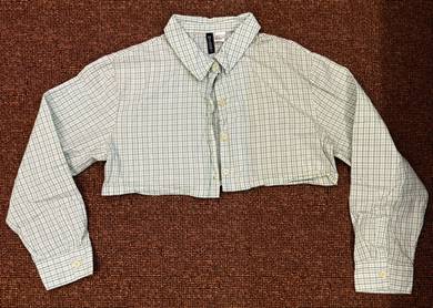 Divided Crop Plaid Shirt