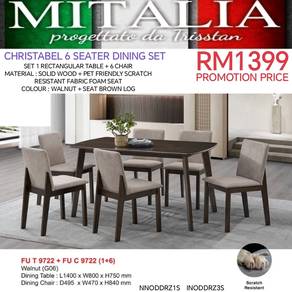 Meja Makan Solid Kayu Berkualiti | Dining Set