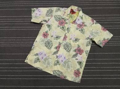 Kemeja bunga raya based kuning saiz xl