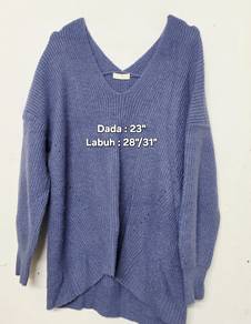 Knit Sweater Biru Dusty Blue Preloved – Loose Fit