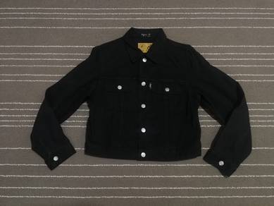 agnes b black denim jacket woman S