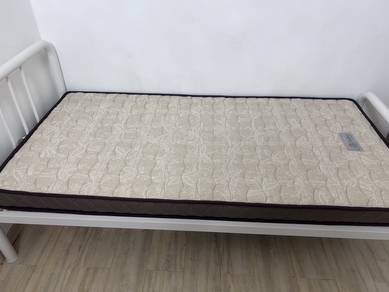 Single White Metal Bedframe + Mattress