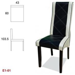 E1 Dining Chair PU Leather Solid Wood Kerusi Makan