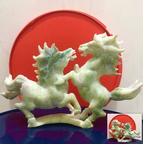 Old WHITE Chinese Jade Feng Shui TRIBUTE horses