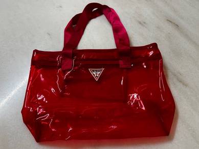 Guess Red Transparent Tote Bag